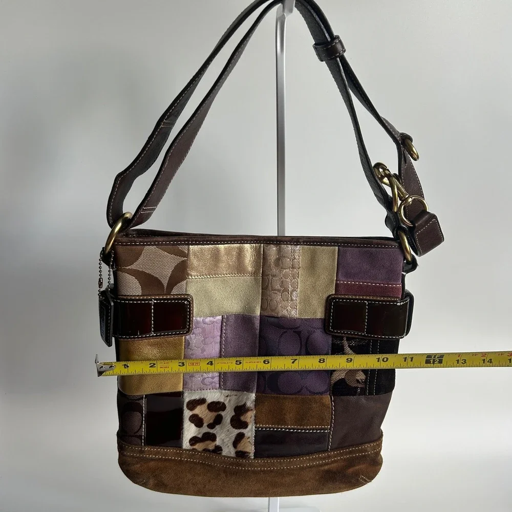 Coach Eva Holiday Patchwork Multi Mixed Leather Shoulder Bag 3573 Good